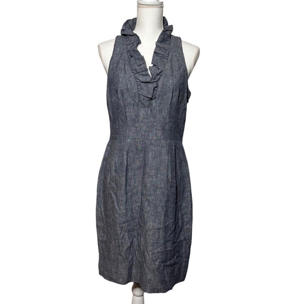 New Directions Linen-Blend Ruffle Halter Dress – Size 10